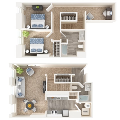 Floor plan for 2 beds, 2 baths, 1180 sqft